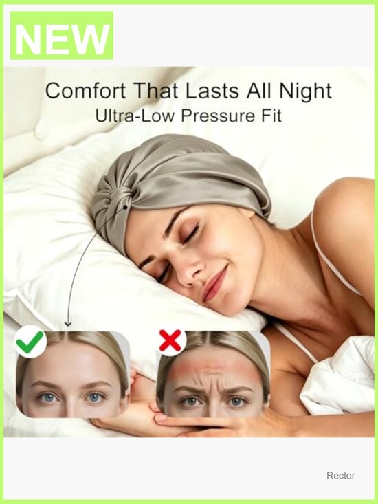 100% Mulberry Silk Bonnet for Sleep, Tie Closure, Adjustable Night Cap main image 7
